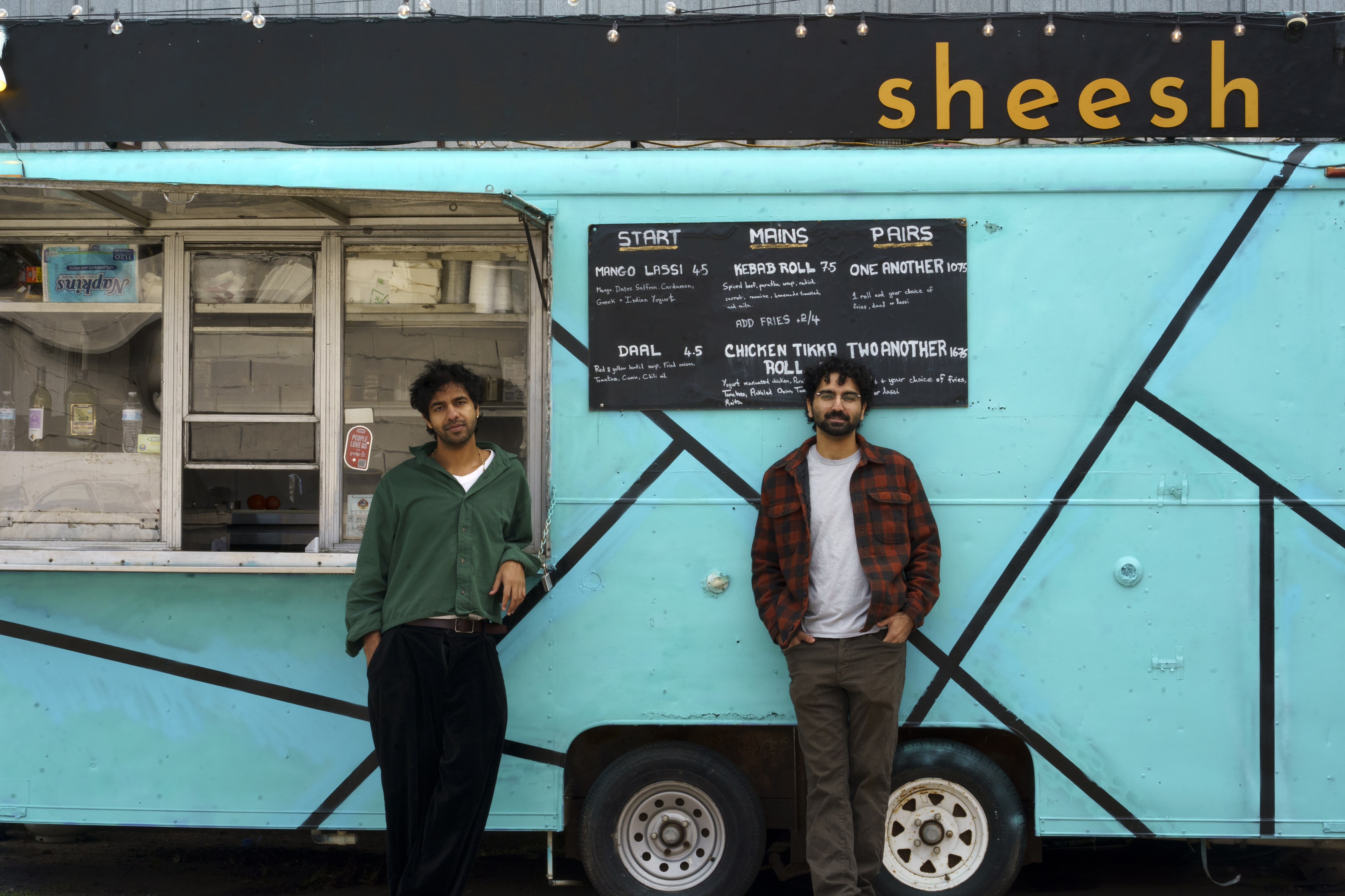 Sheesh turquoise food truck with founders Raza and Shan