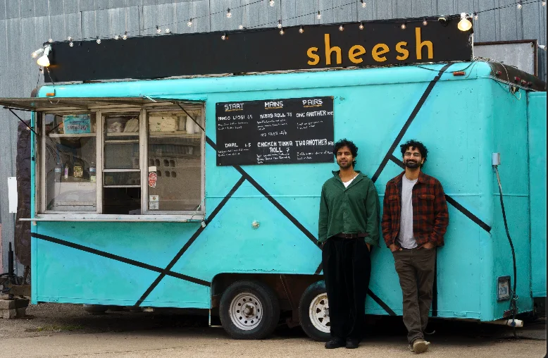 Sheesh turquoise food truck with founders Raza and Shan